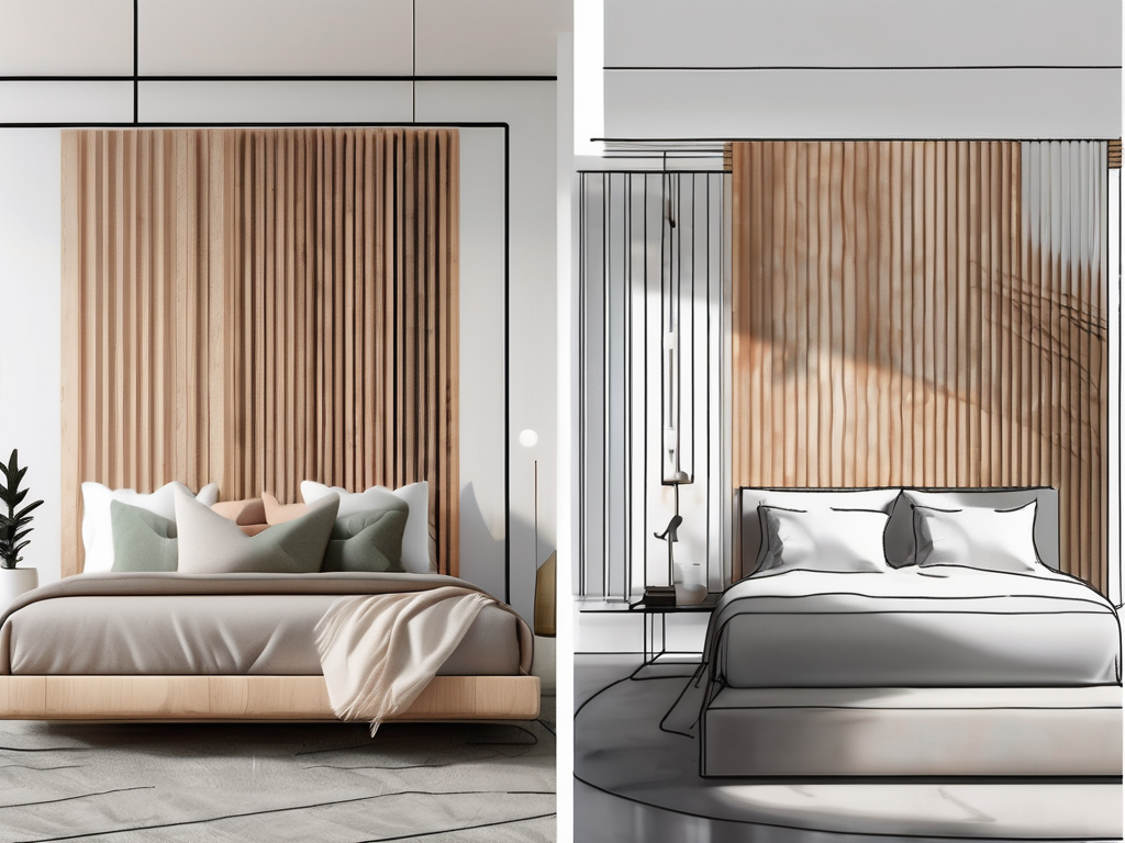 Two different types of wall panels side by side
